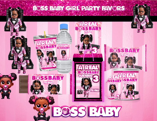 Boss Baby Girl Party Favor Templates