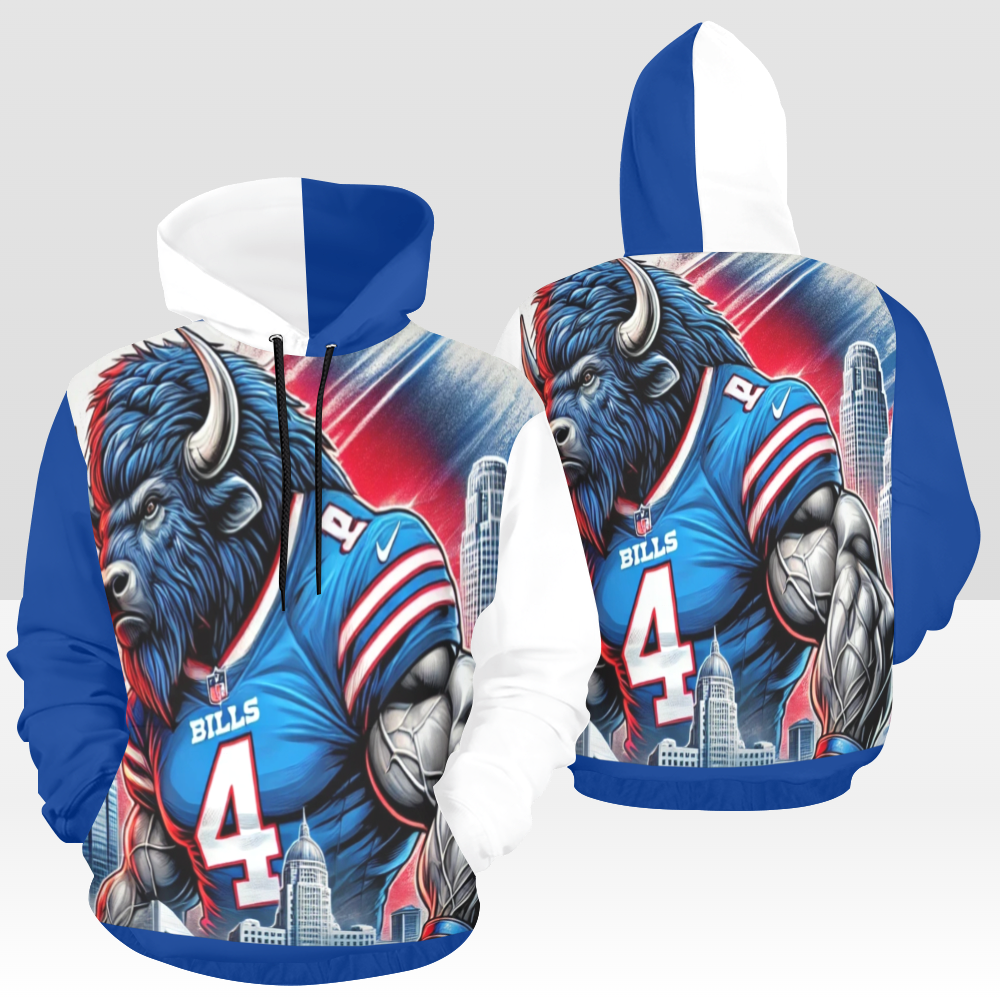 MENS BILLS GAME DAY MULTI BLUE & WHITE PULL OVER HOODIE