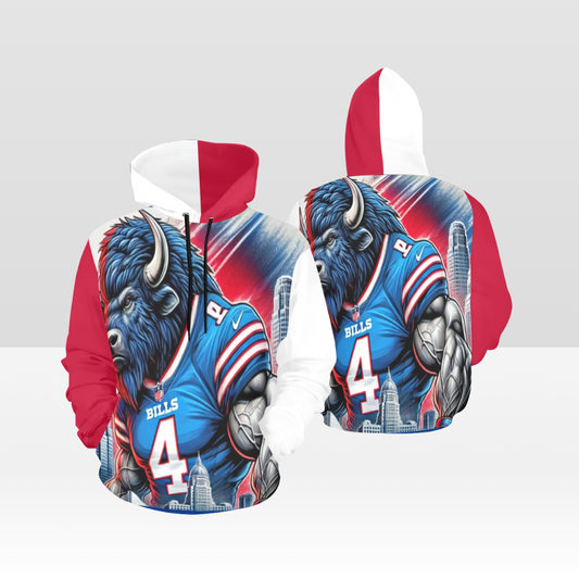 MENS BILLS GAME DAY MULTI RED & WHITE PULL OVER HOODIE