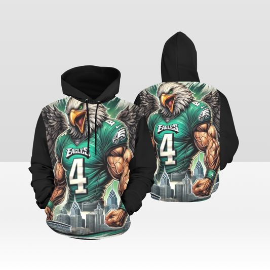 MENS EAGLES GAME DAY SOLID BLACK PULL OVER HOODIE