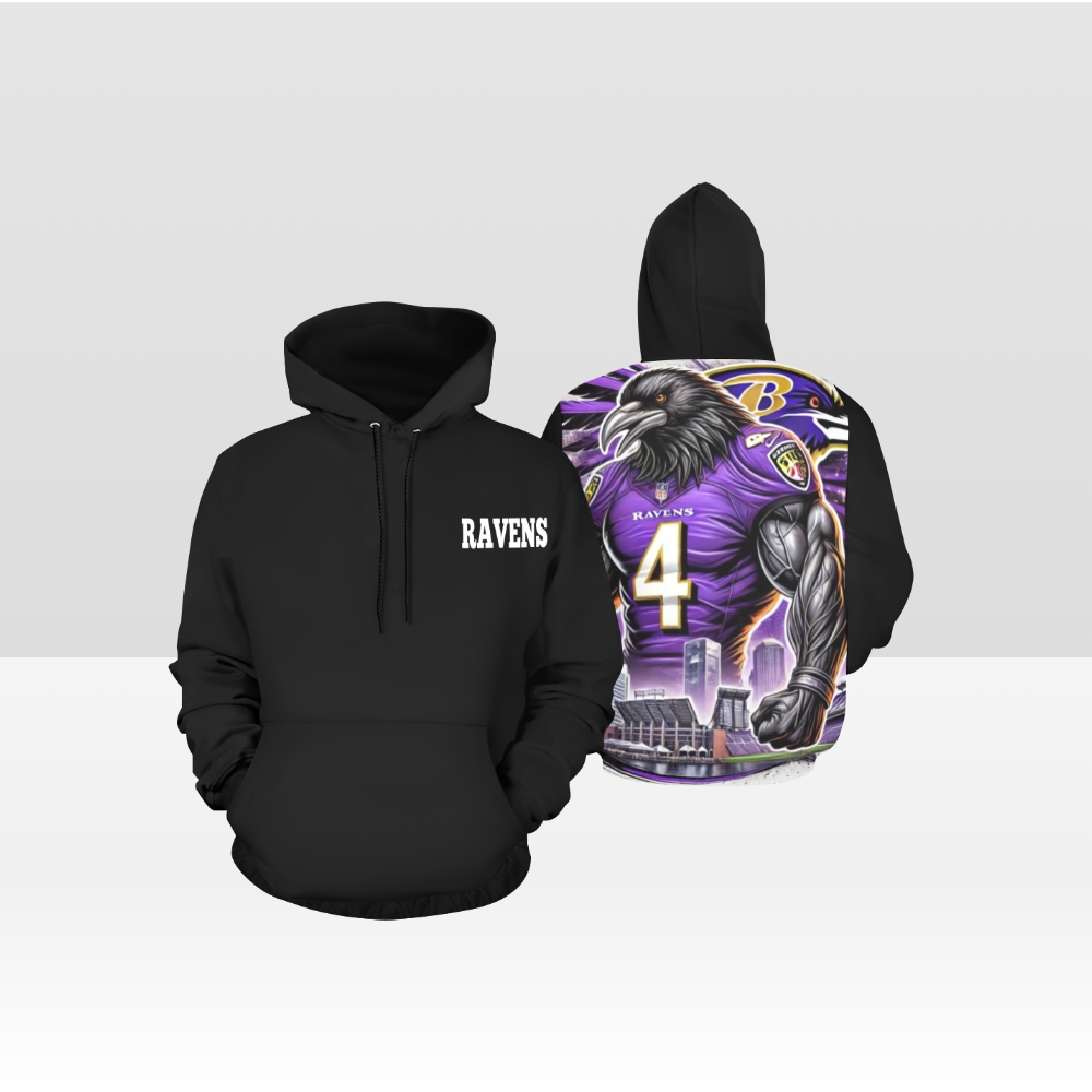 MENS GAME DAY RAVENS SOLID BLACK HOODIE