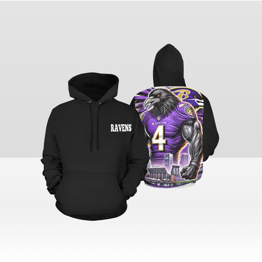 MENS GAME DAY RAVENS SOLID BLACK HOODIE