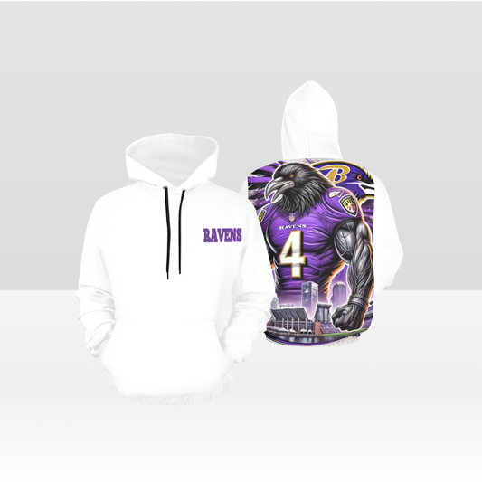 MENS RAVENS GAME DAY SOLID WHITE PULL OVER HOODIE