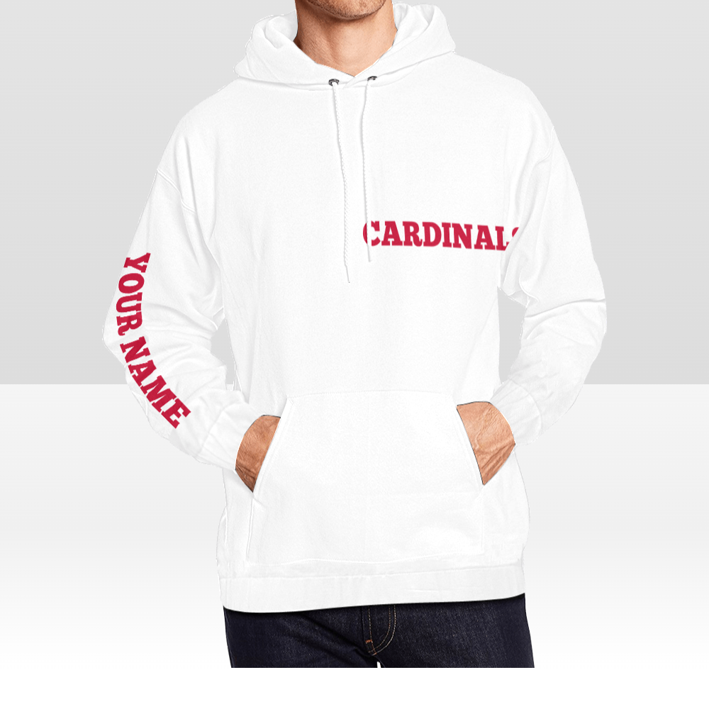 MENS CARDINALS GAME DAY SOLID WHITE PULL OVER HOODIE