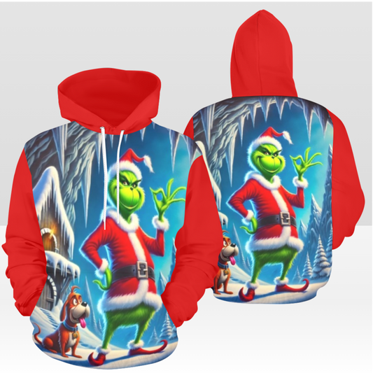 GRINCH 05 SOLID RED  PULL OVER HOODIE