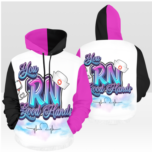 NURSE LIFE 02PH MULTI BLACK & PINK PULL OVER HOODIE