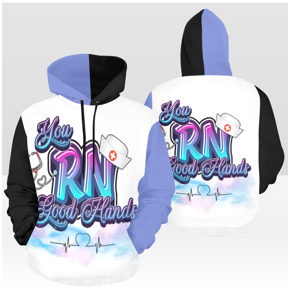 NURSE LIFE 02PH MULTI BLACK & BLUE PULL OVER HOODIE