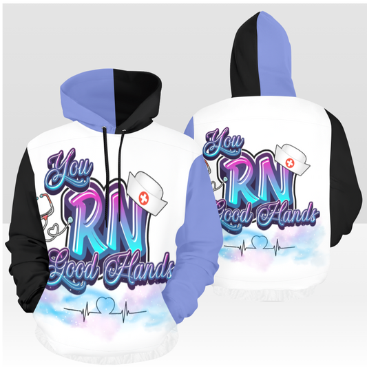 NURSE LIFE 02PH MULTI BLACK & BLUE PULL OVER HOODIE