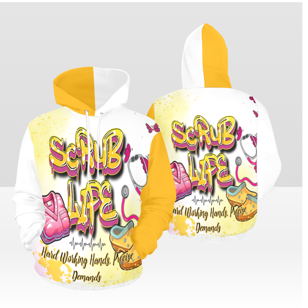 SCRUB LIFE 01PH MULTIL YELLOW & WHITE PULL OVER HOODIE