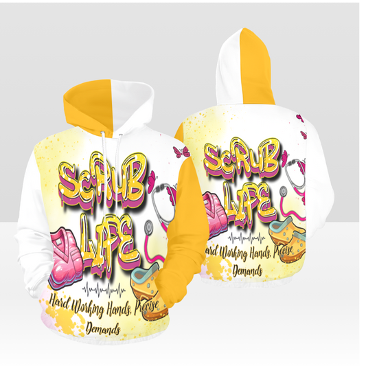 SCRUB LIFE 01PH MULTIL YELLOW & WHITE PULL OVER HOODIE