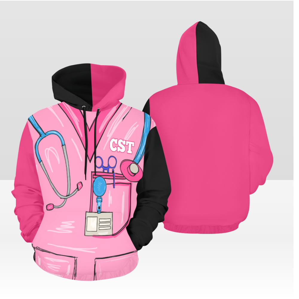 SCRUB LIFE 03PH MULTI BLACK & PINK PULL OVER HOODIE