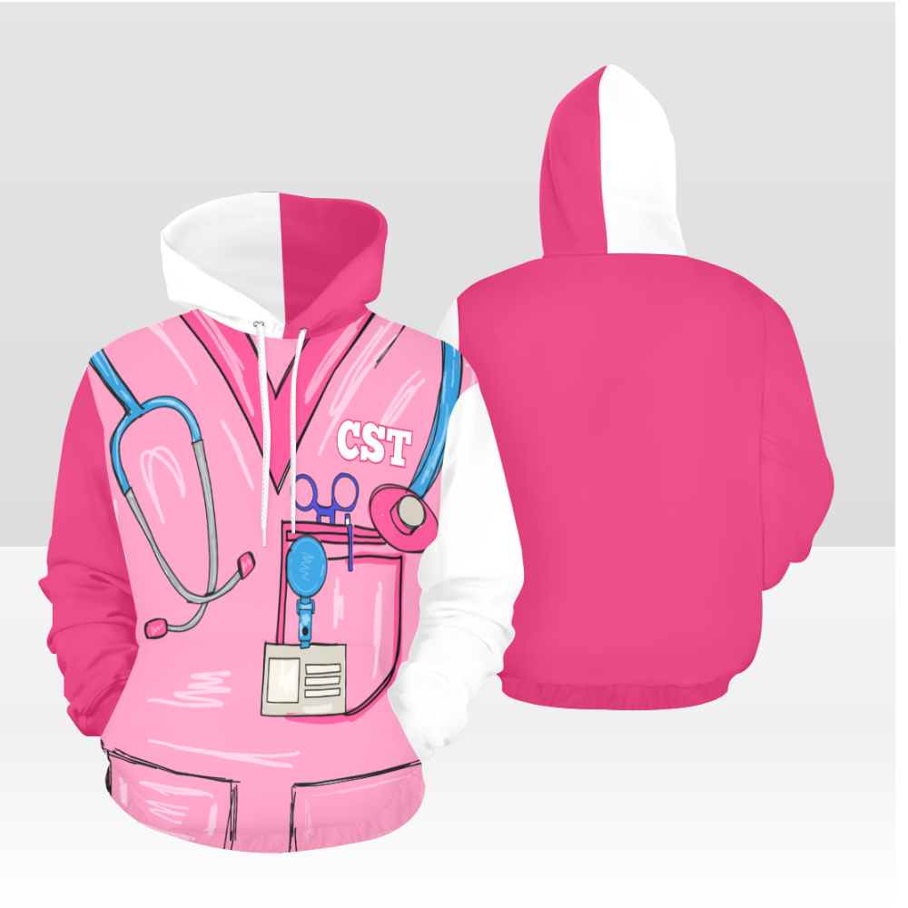 SCRUB LIFE 03PH MULTI PINK & WHITE PULL OVER HOODIE