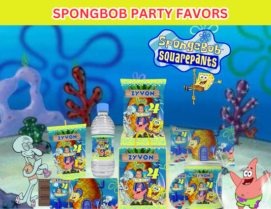 Spongebob Digital Party Favor Templates